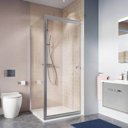 Glas-Duschkabine - CLEAR 6 - Crosswater - Aluminium / mit Schiebetür / für Eckeinbau