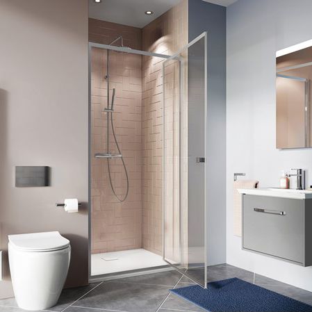Glas-Duschkabine - CLEAR 6 - Crosswater - mit Pendeltür / für Nischen