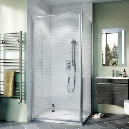 Glas-Duschkabine - KAI 6 - Crosswater - Aluminium / mit Pendeltür / für Eckeinbau