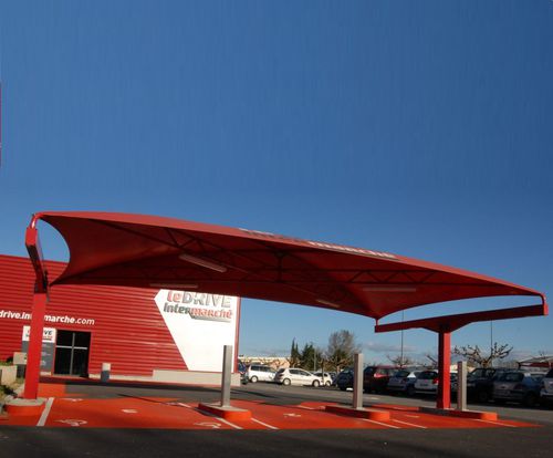 Metallrahmen-Flächentragwerk - DRIVE INTERMARCHÉ - Eugreb Invest - für Carport / PVC-Folie / für Parkplätze