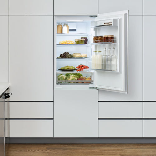 Kühl-Gefrierkombination mit Schublade - REF603BBNPVC-S/20 - Bertazzoni - Profi / Einbau / mit Gefrierschrank unten