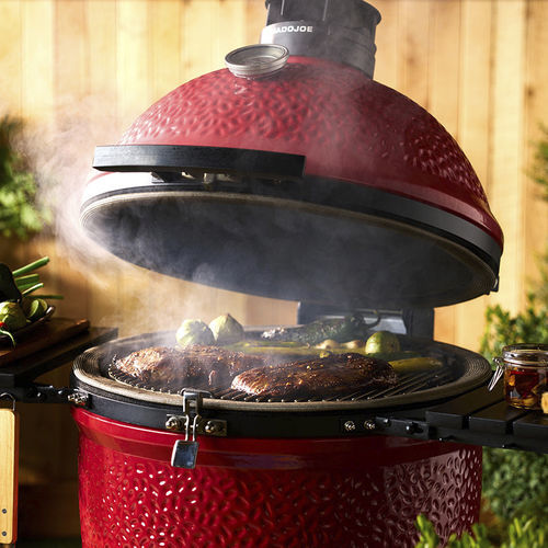 Holzkohlegrill - HALF-MOON COOKING  - Kamado Joe - Tisch / Profi / Edelstahl