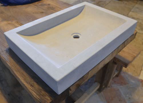 Doppelbeckenspüle - bca materiaux anciens - ohne Abtropffläche / Naturstein / halbversenkt