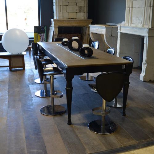 Moderner Tisch - bca materiaux anciens - Schiefer / Massivholz / rechteckig