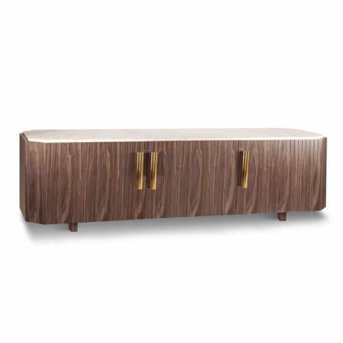 Modernes Sideboard - MALCOLM - Mambo Unlimited Ideas - lackiertes MDF / Messing / poliertes Messing