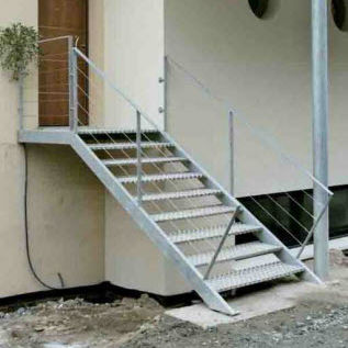 Gerade Treppe - MANCHE - ESCALIER DESIGN 14 - Edelstahlstufen / mit Edelstahlstruktur / für Außenbereich