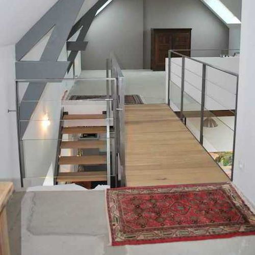 Holzübergang - ESCALIER DESIGN 14 - Stahl / Glas / für Innenbereich