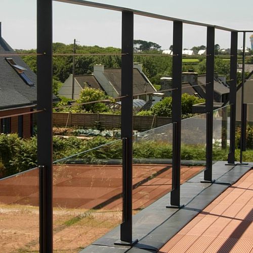 Metallgeländer - CHERBOURG - ESCALIER DESIGN 14 - Kabel / Glasplatten / für Außenbereich
