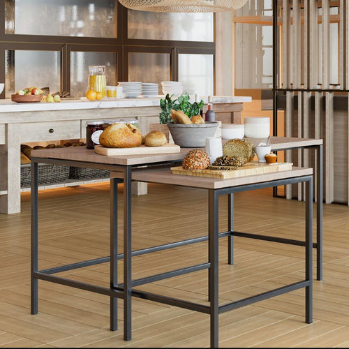 Moderner Tisch - NESTR - burgessfurniture - Holz / Gestell aus Metall / rechteckig