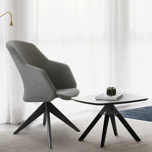 Moderner Couchtisch - A-CROSS - burgessfurniture - HPL / Gestell aus HPL / rund