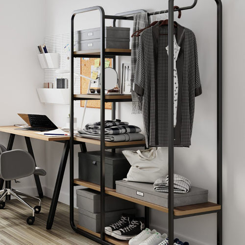 Moderner Kleiderschrank - 125W - burgessfurniture - Holz / Stahl / mit Akkordeontür