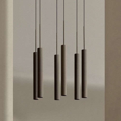 Moderner Kronleuchter - TUBULAIRE - AUDO - Stahl / anodisiertes Aluminium / 6 Glühbirnen