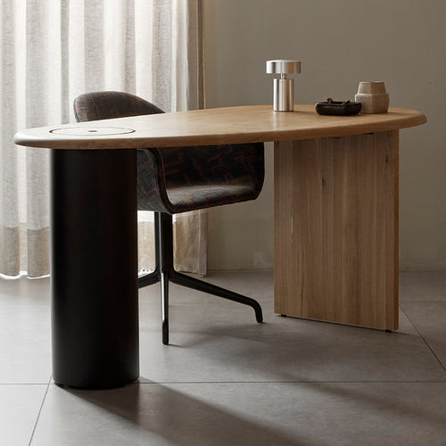 Bodenstehender Schreibtisch - THE ECLIPSE - AUDO - modern / Eiche / oval