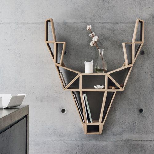 Wandmontiertes Regal - DEER - Bedesign - originelles Design / Eiche