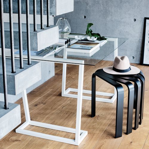 Hocker / originelles Design - FAN  - Bedesign - Sperrholz / Birke / schwarz