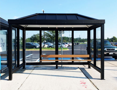 Buswartehalle / anodisiertes Aluminium - SLIMLINE HIP - Brasco International Inc. - perforiertes Aluminium / Hartglas / Polycarbonat