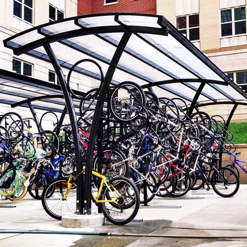 Polycarbonat-Überdachungen-Fahrradunterstand - AERO - Brasco International Inc. - Stahl / Aluminium / für öffentliche Bereiche