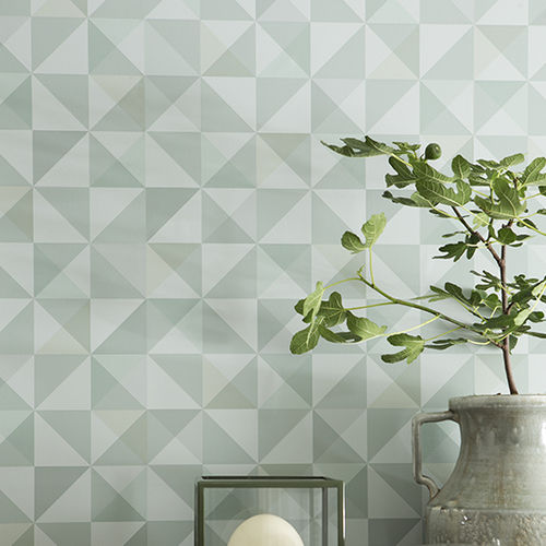 Moderne Tapete - CROSSLINE - Eco - geometrisches Muster / weiß / blau
