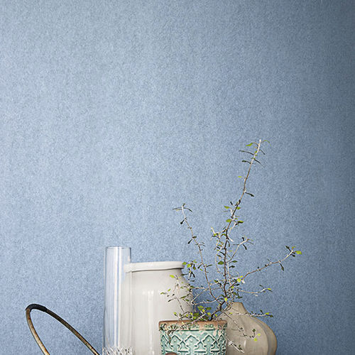 Stil-Tapete - OCEAN BLUE - Eco - einfarbig / blau / Metall