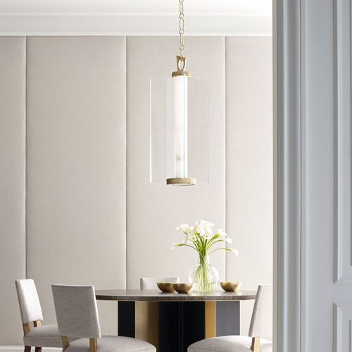 Hängelampe - GLOW - Baker Furniture Co. - Messing / Glas / Alabaster