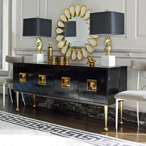 Tischlampe - CHEVAL  - Jonathan Adler - poliertes Messing / Seide / Marmor