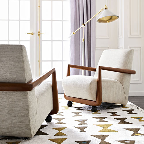 Moderner Clubsessel - ST. GERMAIN - Jonathan Adler - Leinen / Massivholz