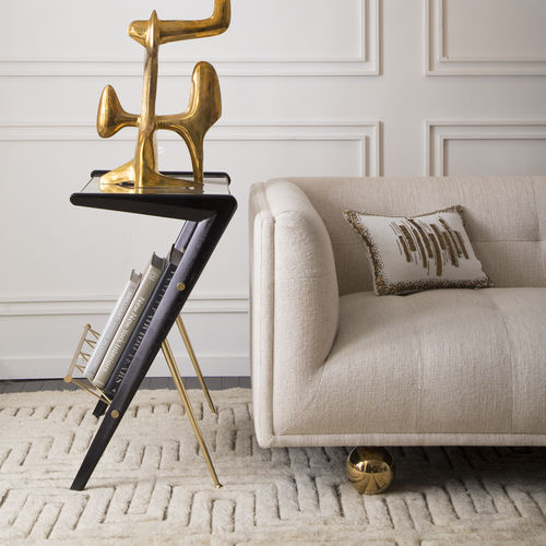 Moderner Beistelltisch - ST. GERMAIN - Jonathan Adler - Massivholz / Glas / poliertes Messing