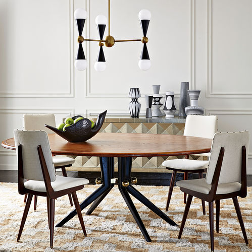 Moderner Esstisch - TROCADERO - Jonathan Adler - Massivholz / Holzfurnier / Messing