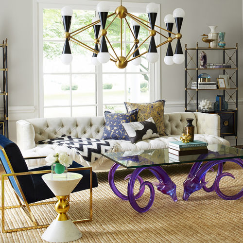 Kronleuchter / originelles Design - CARACAS - Jonathan Adler - poliertes Messing / Acryl