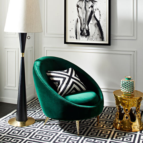 Moderner Sessel - ETHER - Jonathan Adler - Samt / Baumwolle / poliertes Messing