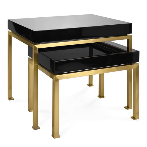 Klassischer Beistelltisch - PEKING - Jonathan Adler - hochglanzlackiertes Holz / gebürstetes Messing / rechteckig