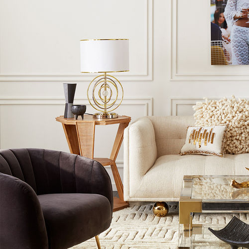 Tischlampe - ELECTRUM KINETIC - Jonathan Adler - Nickel / poliertes Messing / Quarzkristall