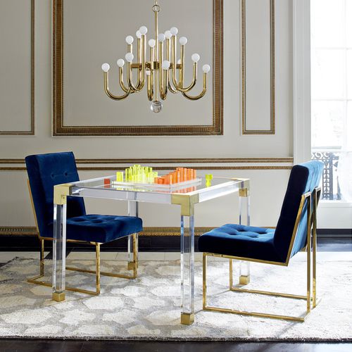 Moderner Esszimmerstuhl - GOLDFINGER - Jonathan Adler - für den Innenraum / Samt / Gestell aus poliertem Messing