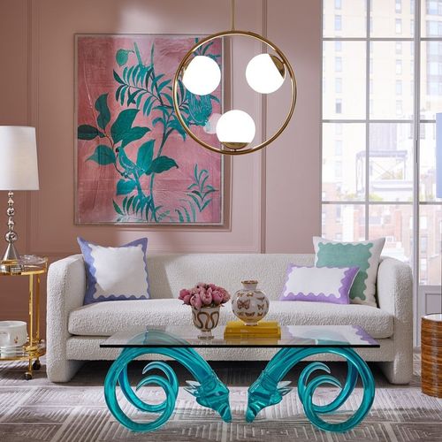 Moderner Couchtisch - ARIES - Jonathan Adler - Hartglas / Gestell aus Acryl / rechteckig
