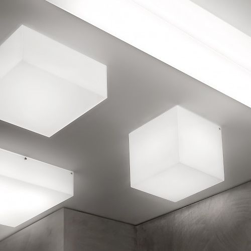 Moderne Deckenleuchte - COMPACT - TEAM ITALIA - quadratisch / linear / Opalglas