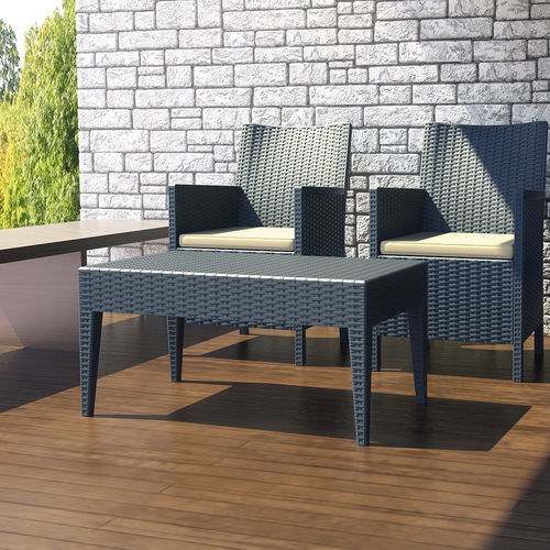 Moderner Couchtisch - MIAMI LOUNGE - Siesta - geflochtenes Harz / Gestell aus geflochtenem Harz / rechteckig