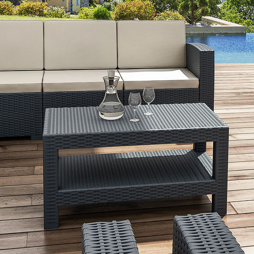 Moderner Couchtisch - MONACO LOUNGE - Siesta - geflochtenes Harz / Gestell aus geflochtenem Harz / rechteckig