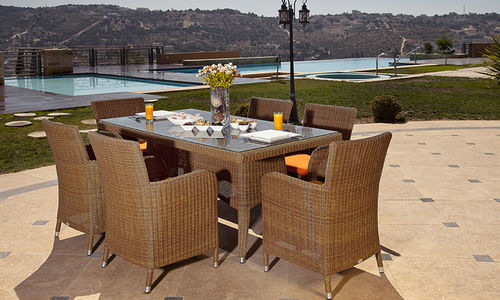 Moderne Tisch- und Stuhlkombination - RICO - Rattan House - für Garten / Rattan / für Privatgebrauch