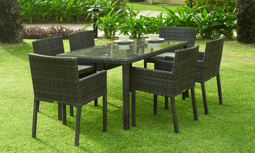 Moderne Tisch- und Stuhlkombination - DENZO - Rattan House - für Garten / Rattan / für Privatgebrauch
