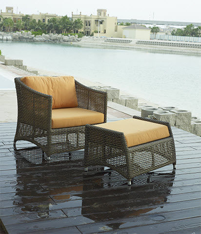 Moderner Sessel - WINTER - Rattan House - Rattan / mit Fußstütze / für Garten