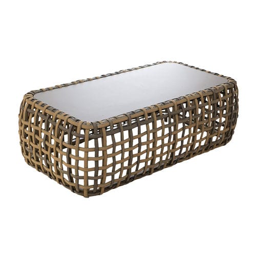 Moderner Couchtisch - ISABELLA - Rattan House - Hartglas / Gestell aus Aluminium / rechteckig