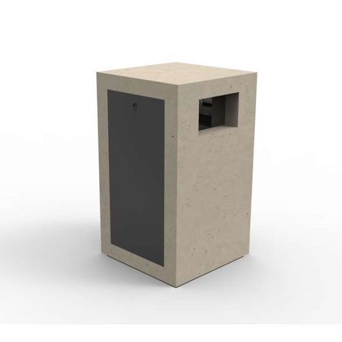 Park-Abfallbehälter - BECOR PLUS - URBAN-NT - Edelstahl / Beton / mit integriertem Aschenbecher