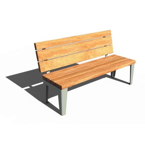 Moderne Bank für den öffentlichen Raum - VÉGA - URBAN-NT - Holz / Stahl / mit Rückenlehne