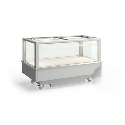 Inselkühlvitrine - FUTURO 2 - JORDAO - für Einzelhandel / Edelstahl / mit Tür