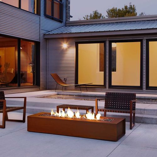 Garten-Feuerstelle / Gas - Robata - PALOFORM - Cortenstahl / rechteckig / Rostoptik
