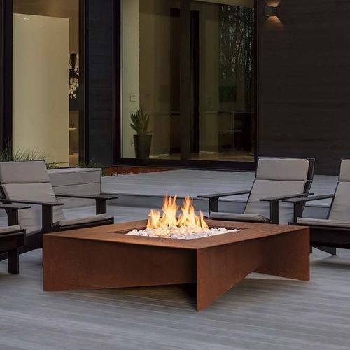 Garten-Feuerstelle / Gas - Fold - PALOFORM - Cortenstahl / quadratisch / rechteckig