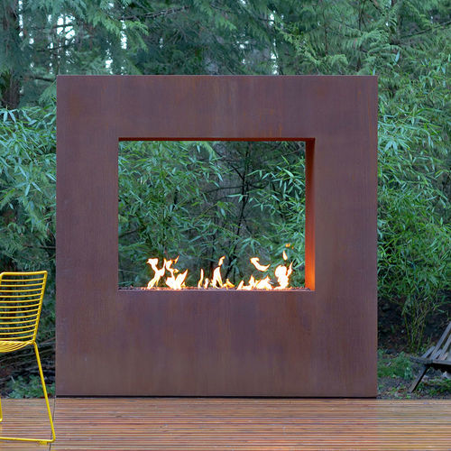 Garten-Feuerstelle / Gas - KODO - PALOFORM - Stahl / Cortenstahl / quadratisch