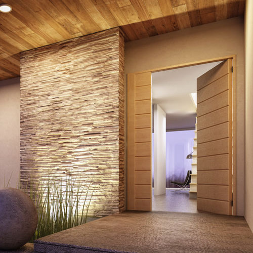 Teakholz-Verblendplatte - RAIN  - TEAK STORY - Innenbereich / 3D / Struktur