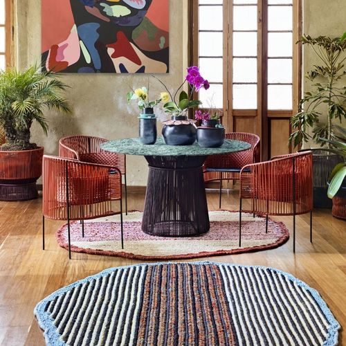 Moderner Esstisch - CARIBE CHIC - Ames design - Marmor / Recyclingkunststoff / Gestell aus galvanisiertem Stahl