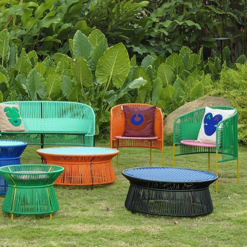 Moderner Couchtisch - CARIBE  - Ames design - Stahl / Recyclingkunststoff / Gestell aus galvanisiertem Stahl